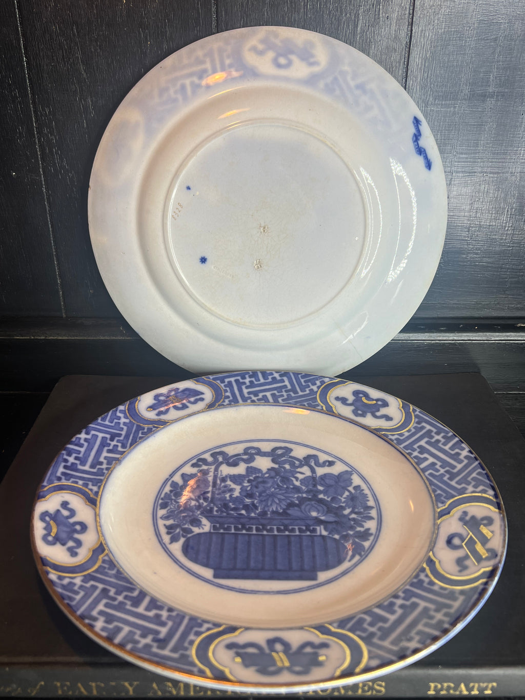 Flow Blue Gold Basket Plate set (2)