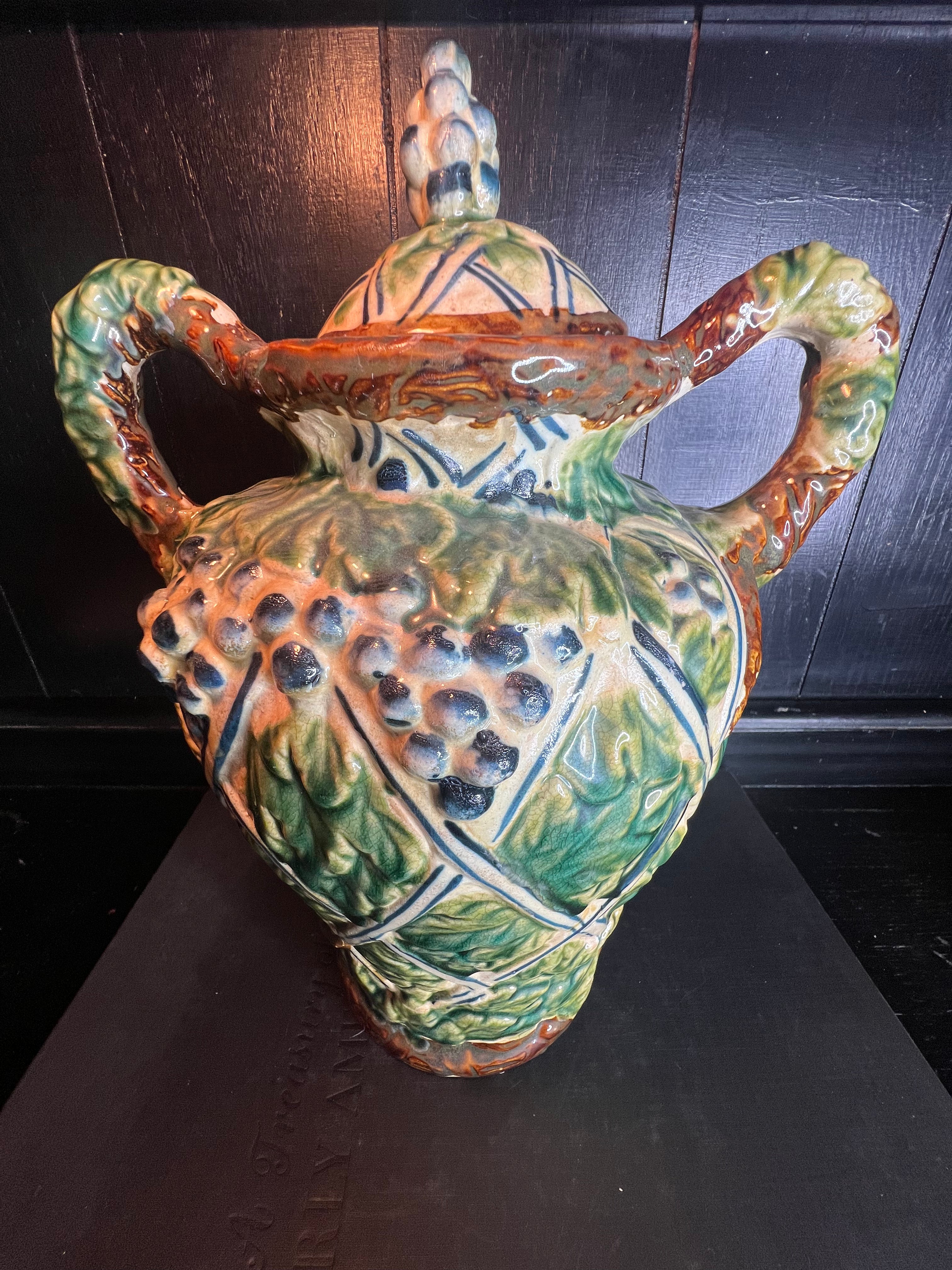 Majolica Grape Urn