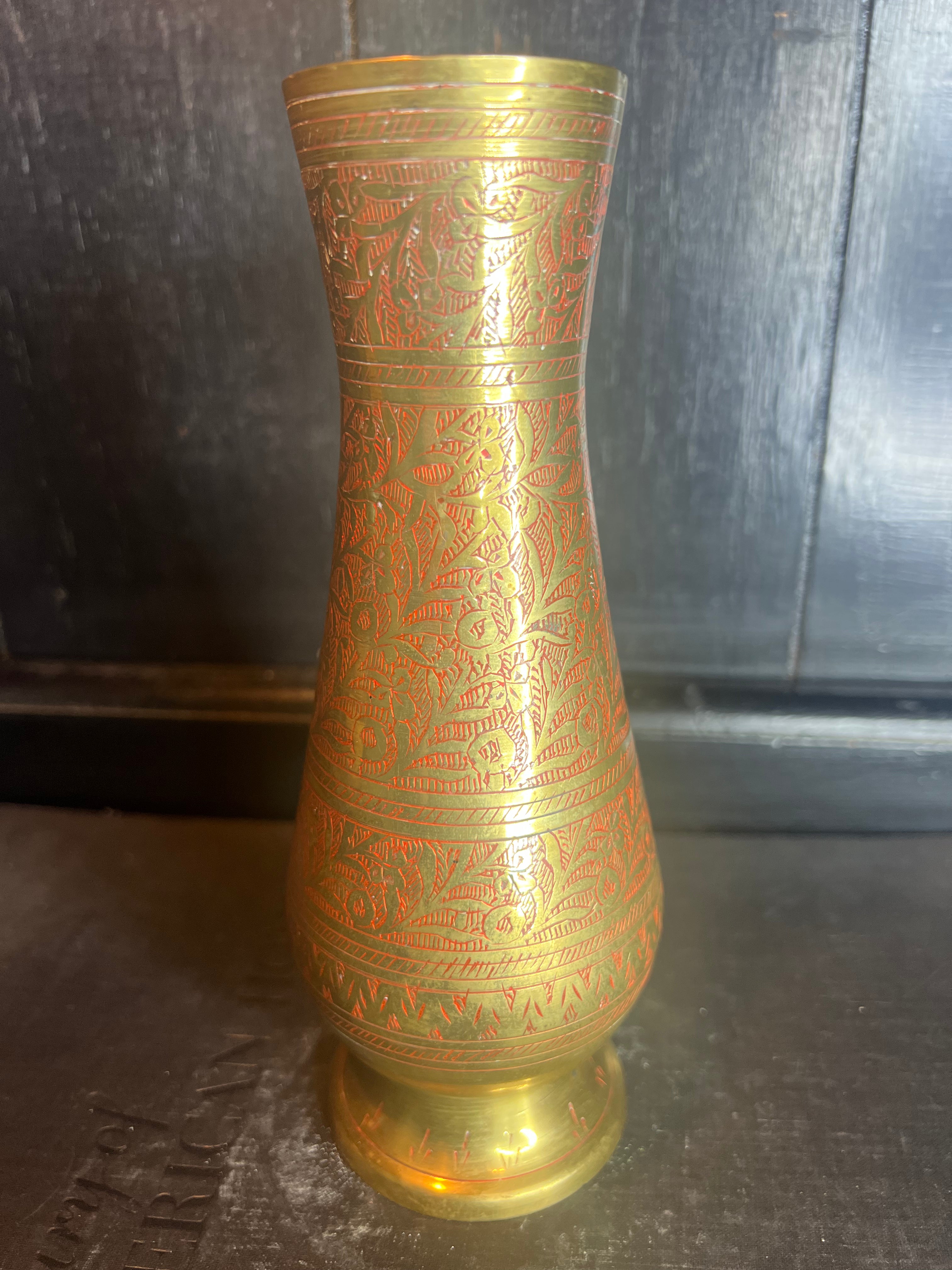 Brass Vase (Glows Red Under Black Light)