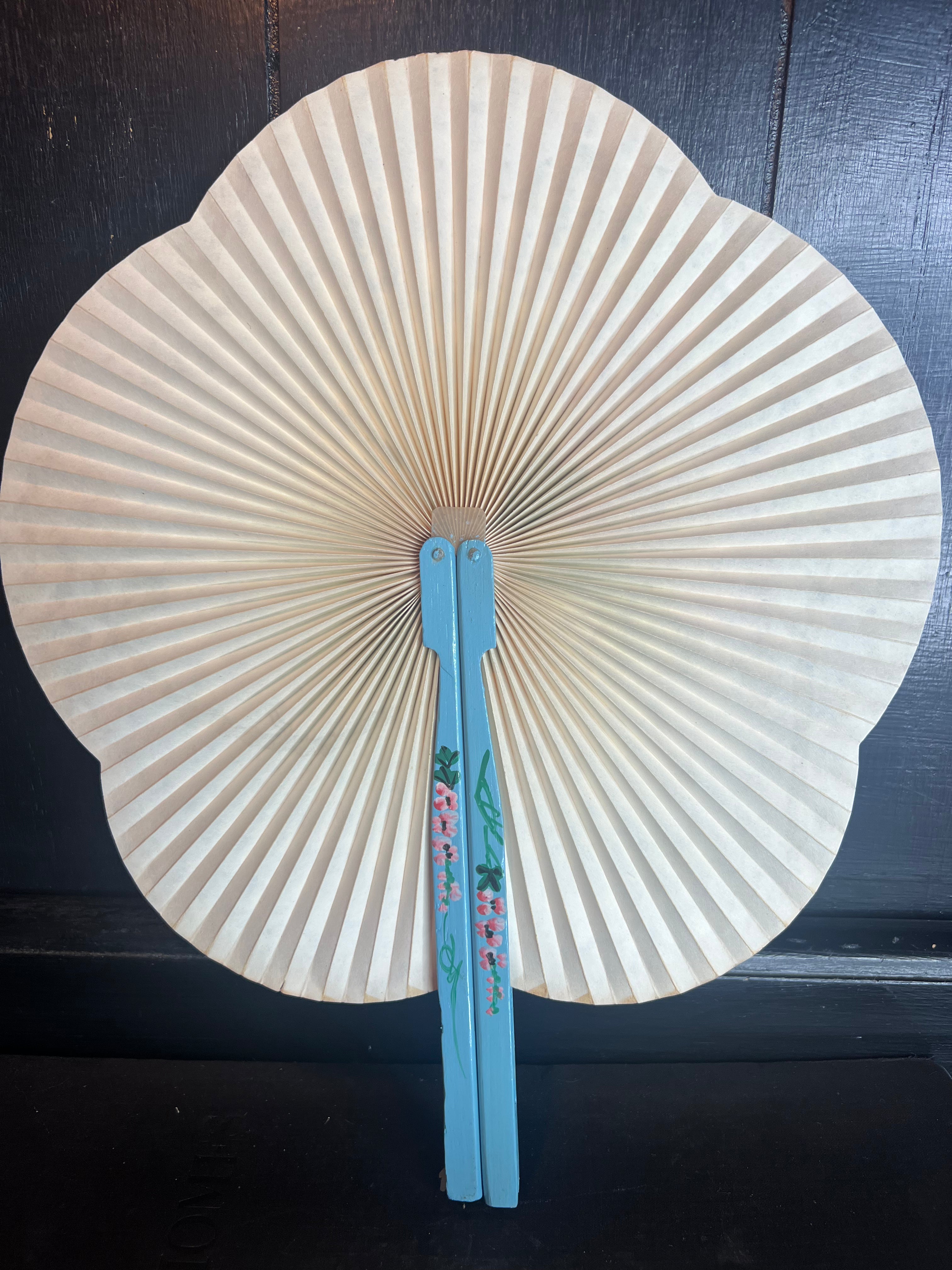 Light Blue Wood Fan with Pink Florals, Shanghai