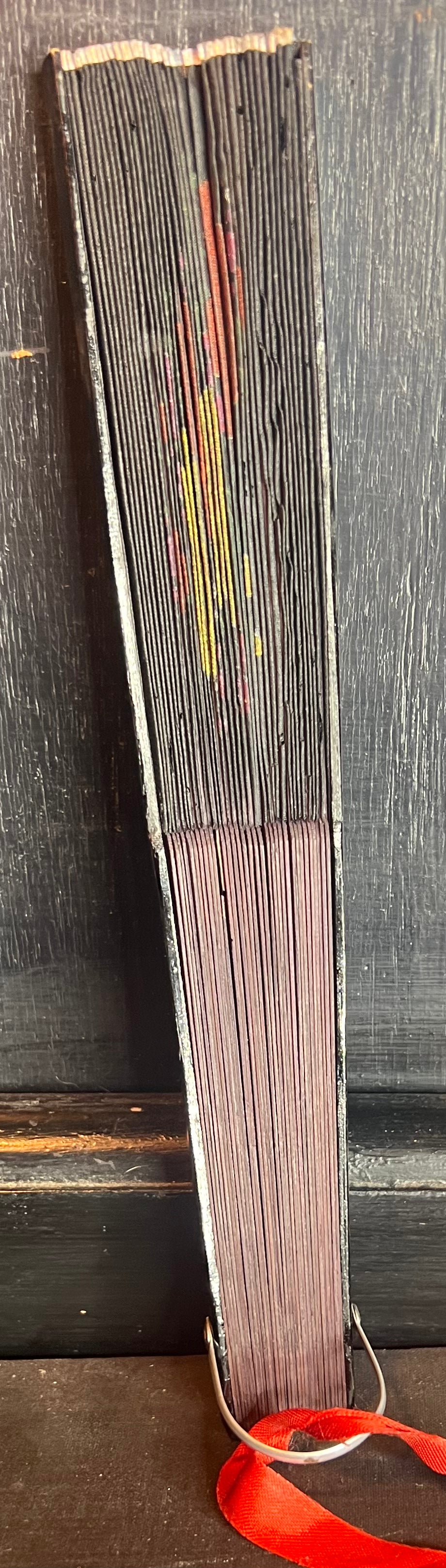 Black Resin Fan with Yellow and Orange Flowers