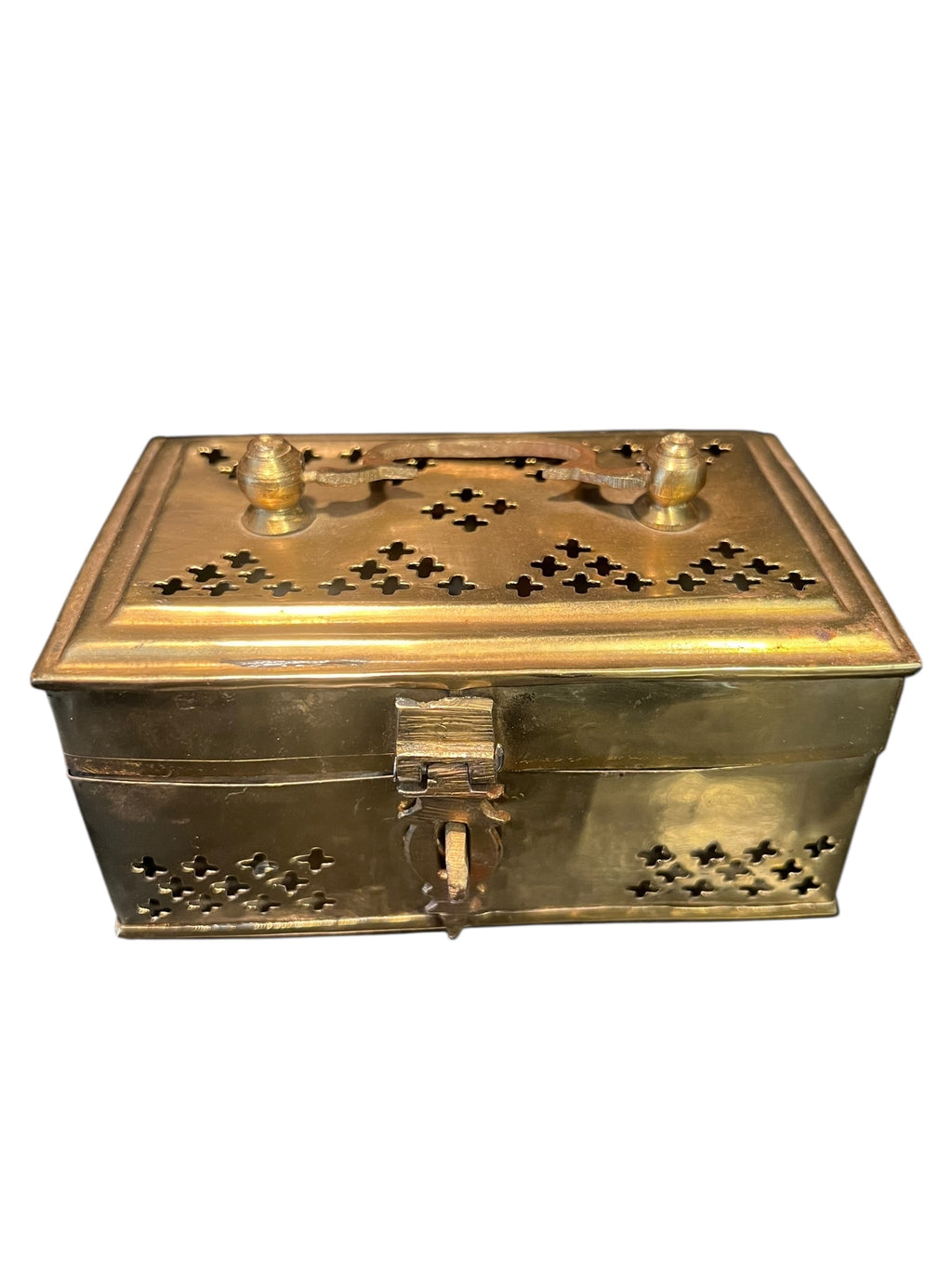 Antique brass cricket box