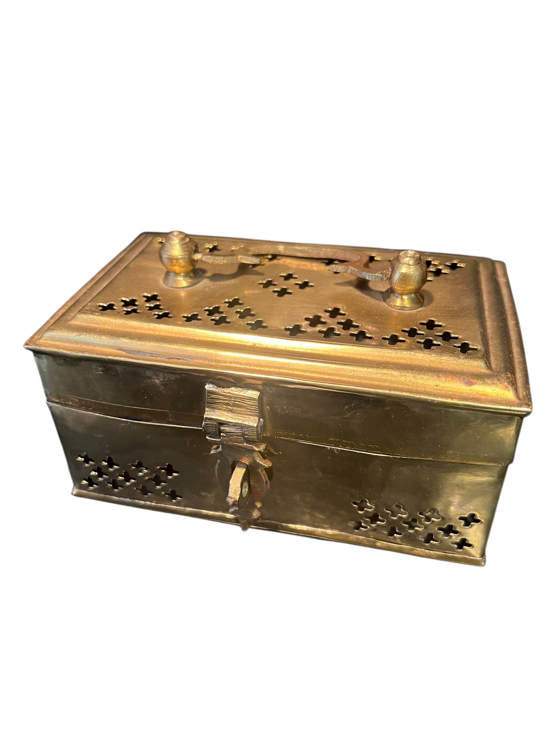 Antique brass cricket box