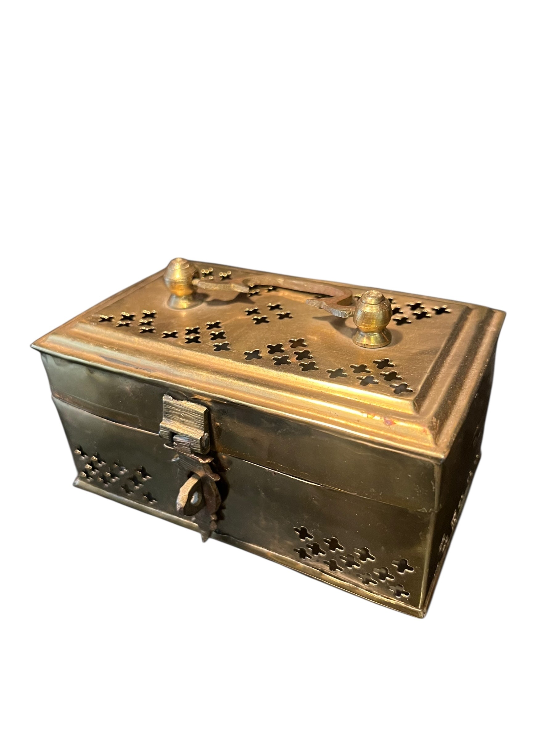 Antique brass cricket box