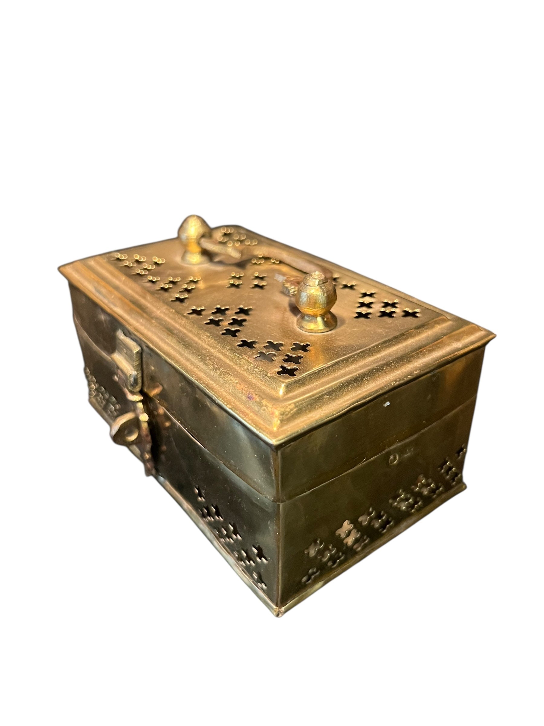 Antique brass cricket box