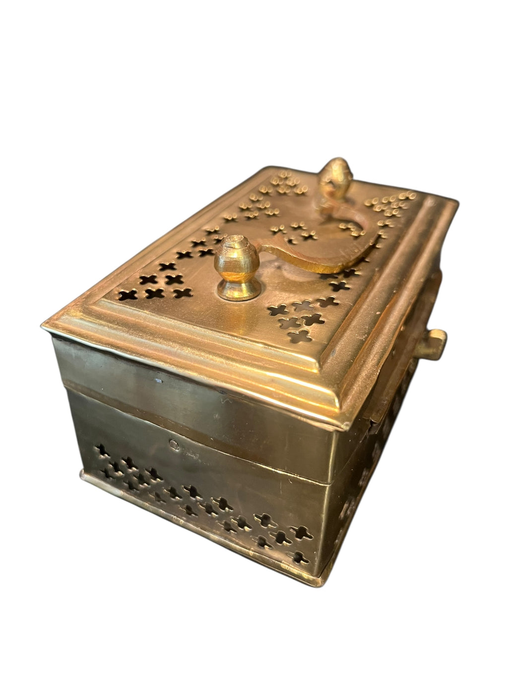 Antique brass cricket box
