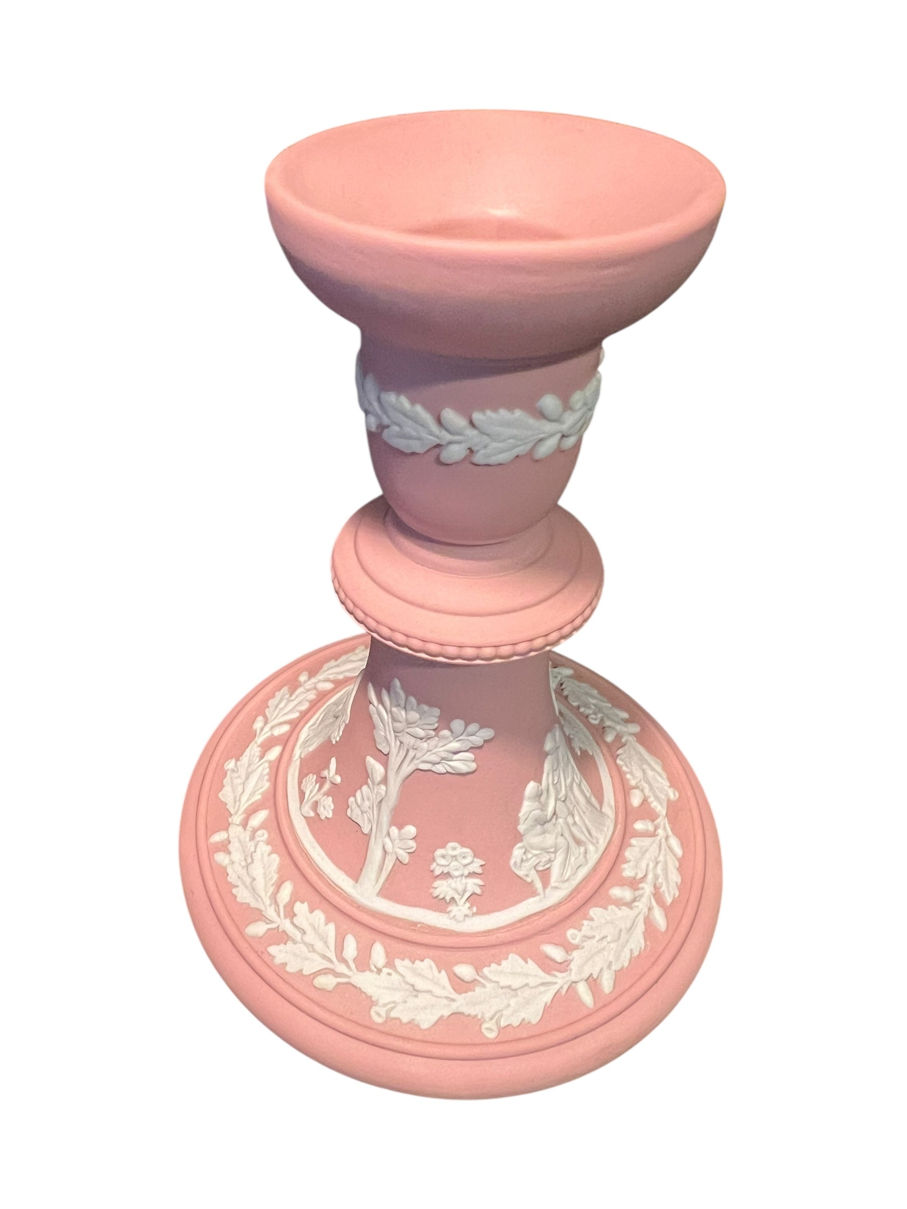 Wedgewood England pink candlestick