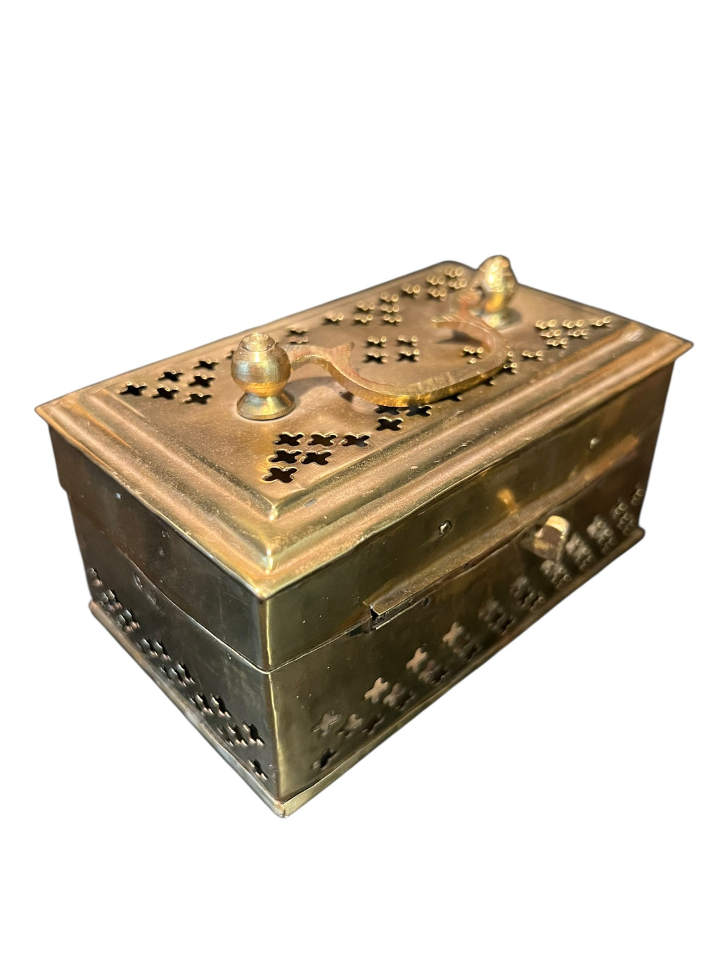 Antique brass cricket box