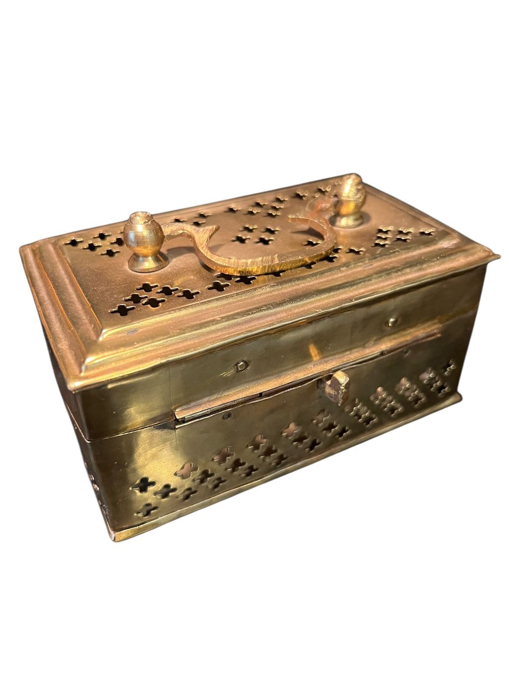 Antique brass cricket box