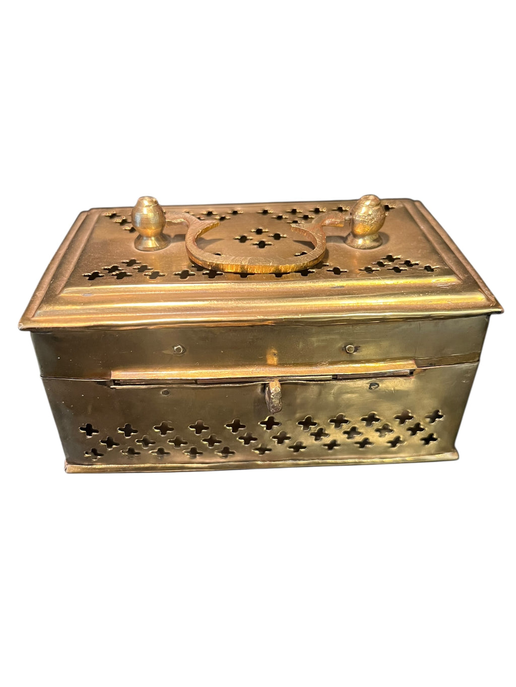 Antique brass cricket box
