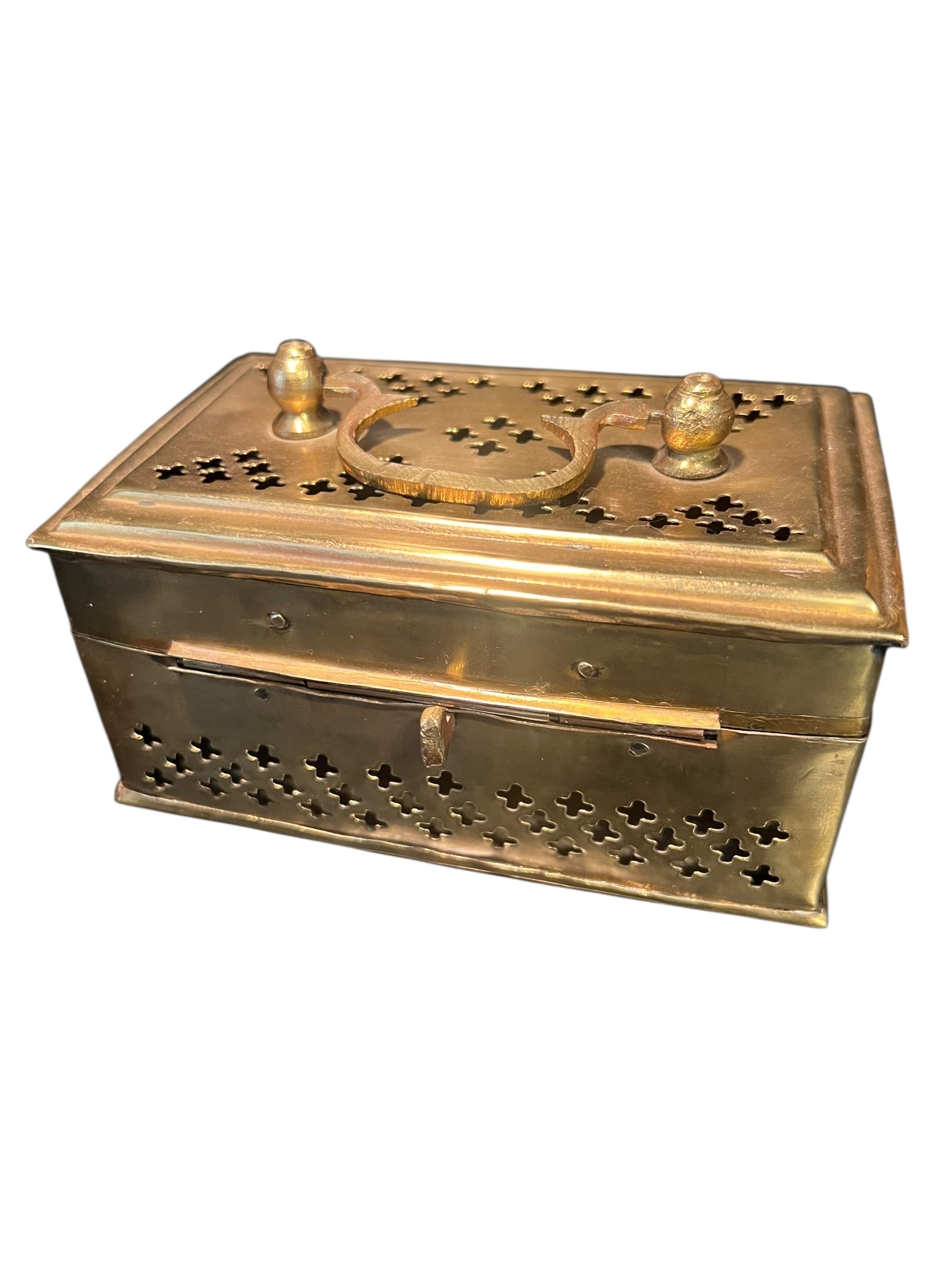 Antique brass cricket box