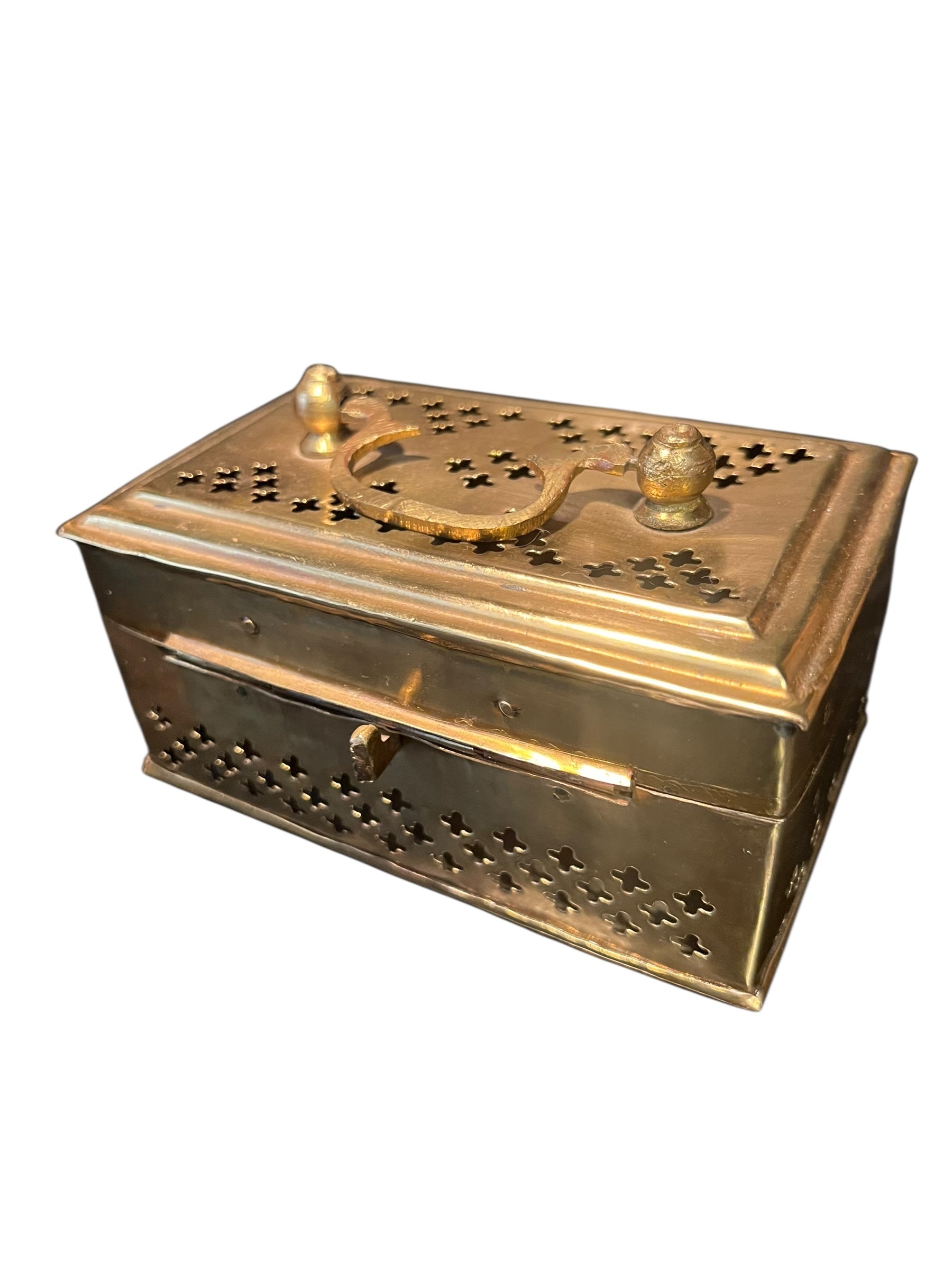 Antique brass cricket box