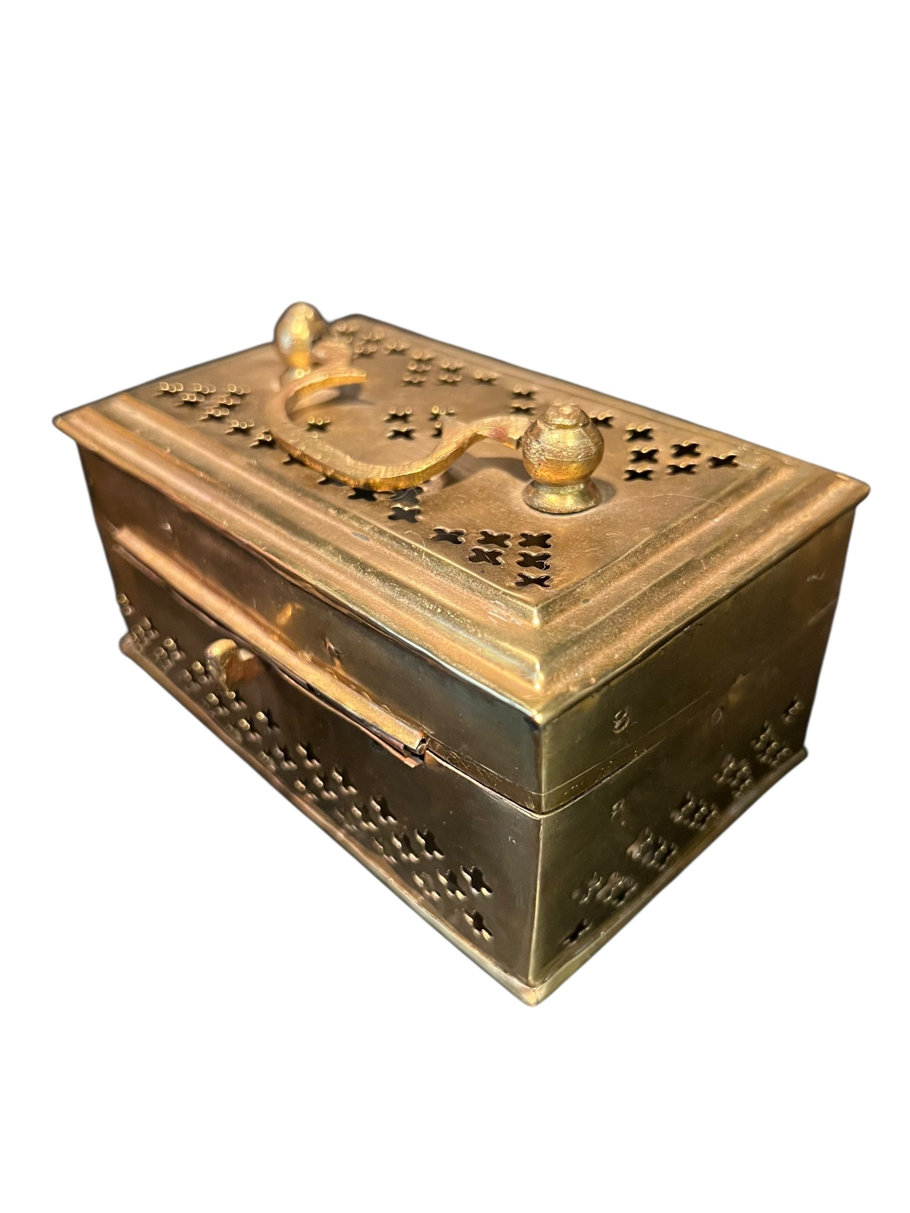Antique brass cricket box
