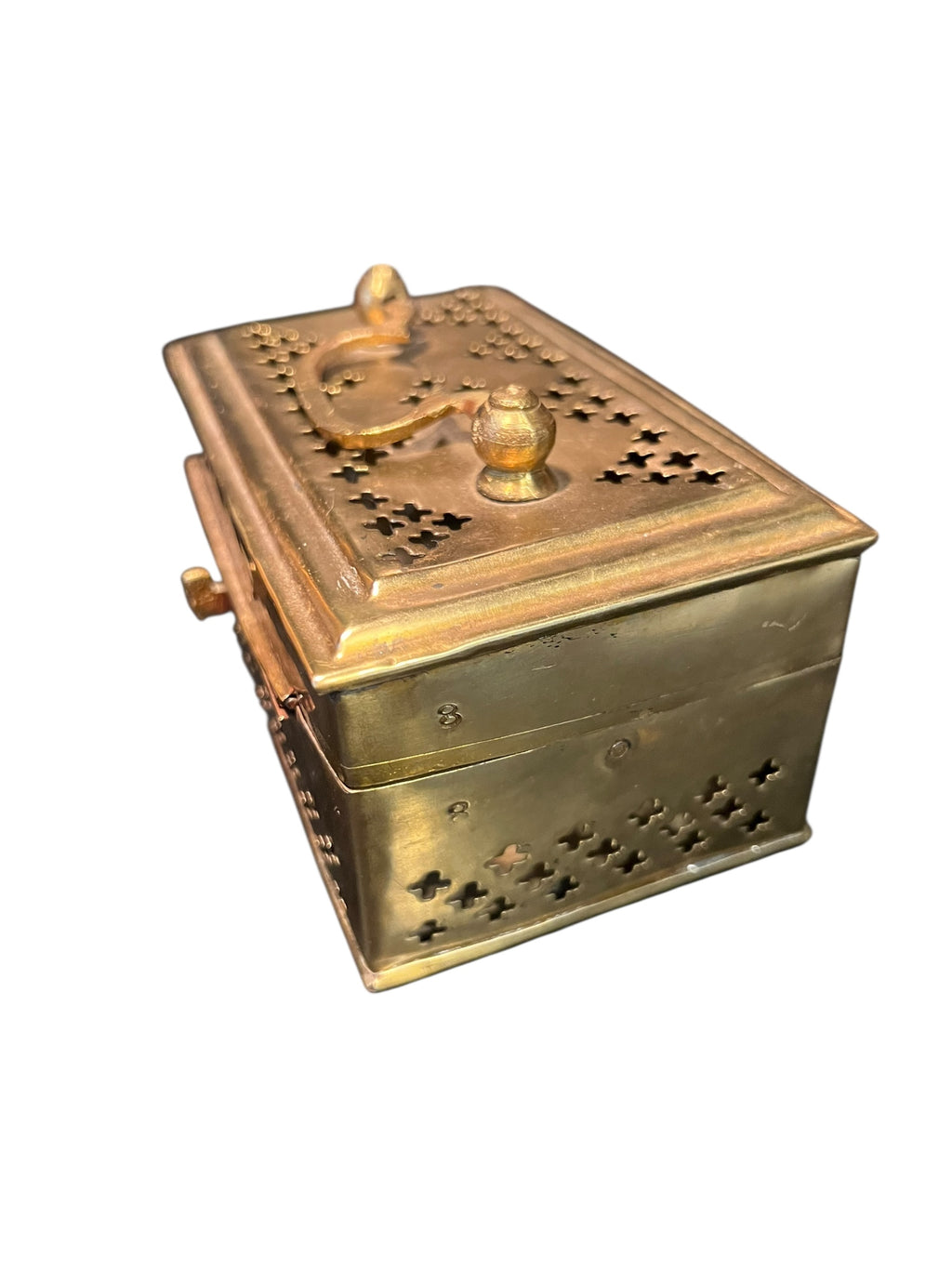 Antique brass cricket box