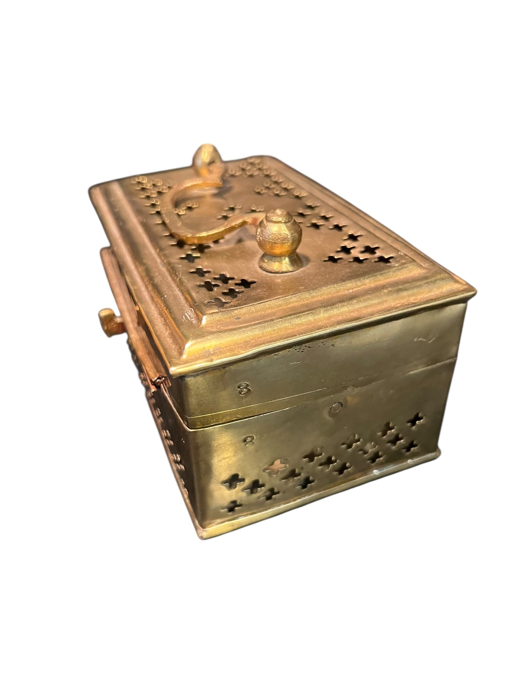 Antique brass cricket box