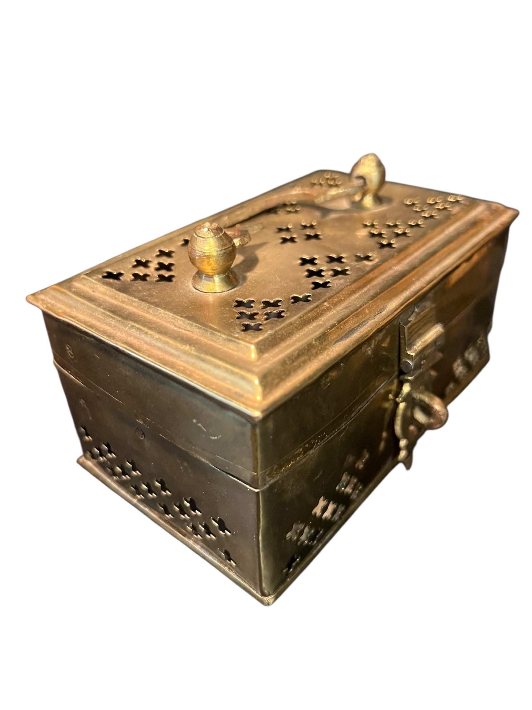 Antique brass cricket box