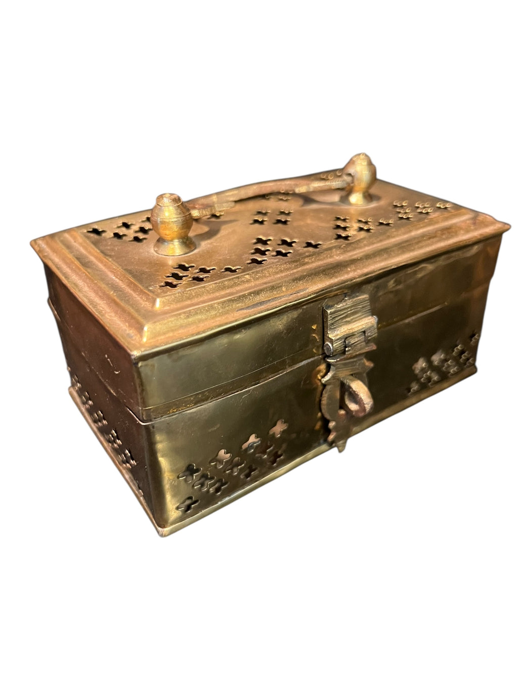 Antique brass cricket box