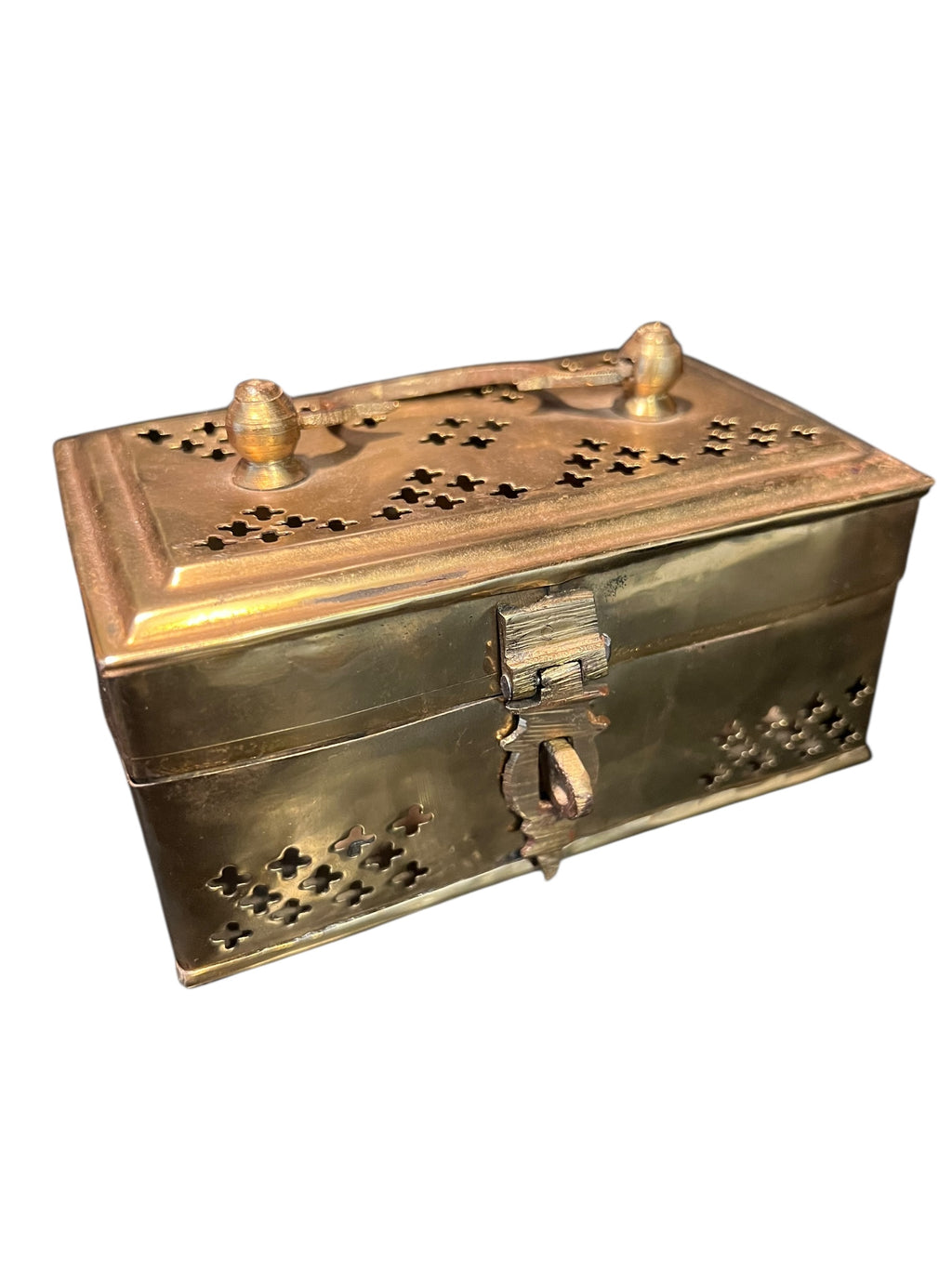 Antique brass cricket box