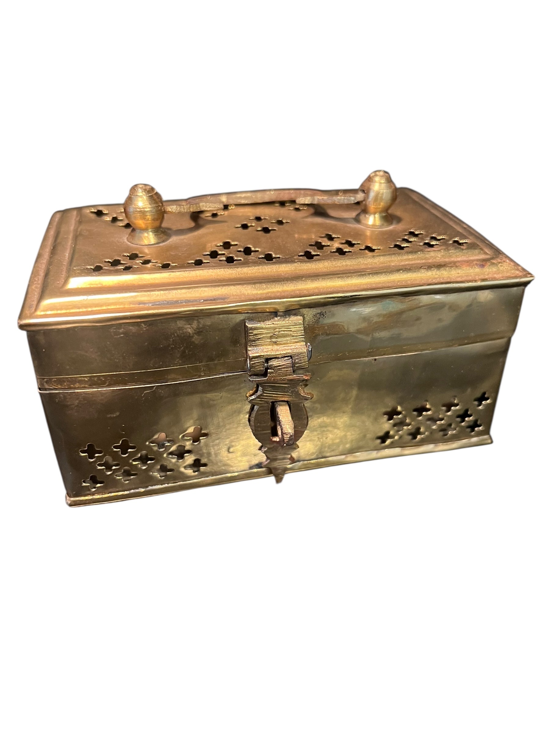 Antique brass cricket box