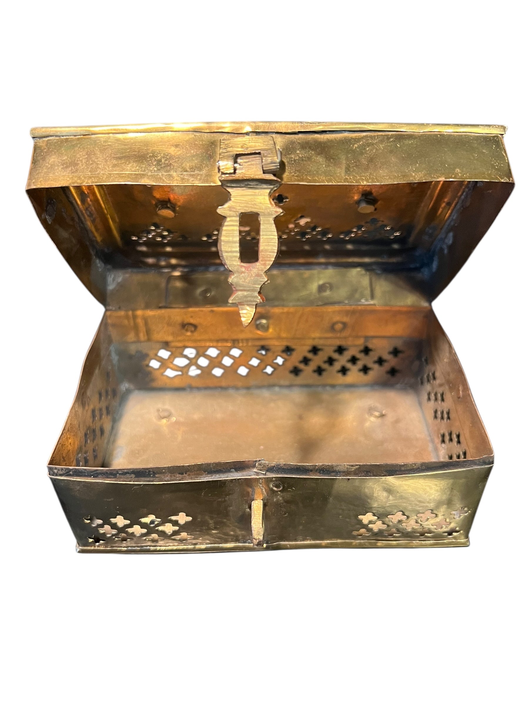 Antique brass cricket box