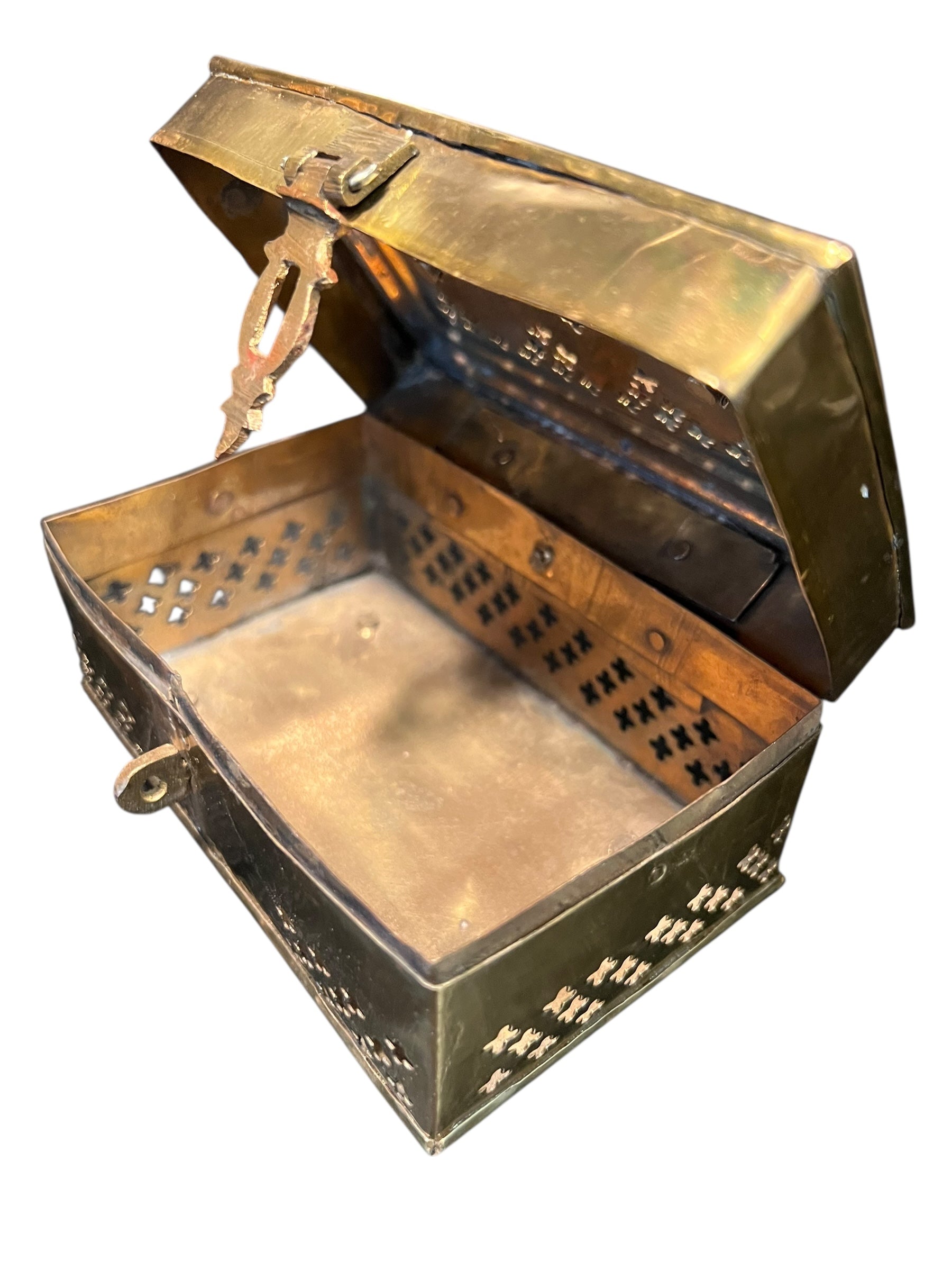 Antique brass cricket box