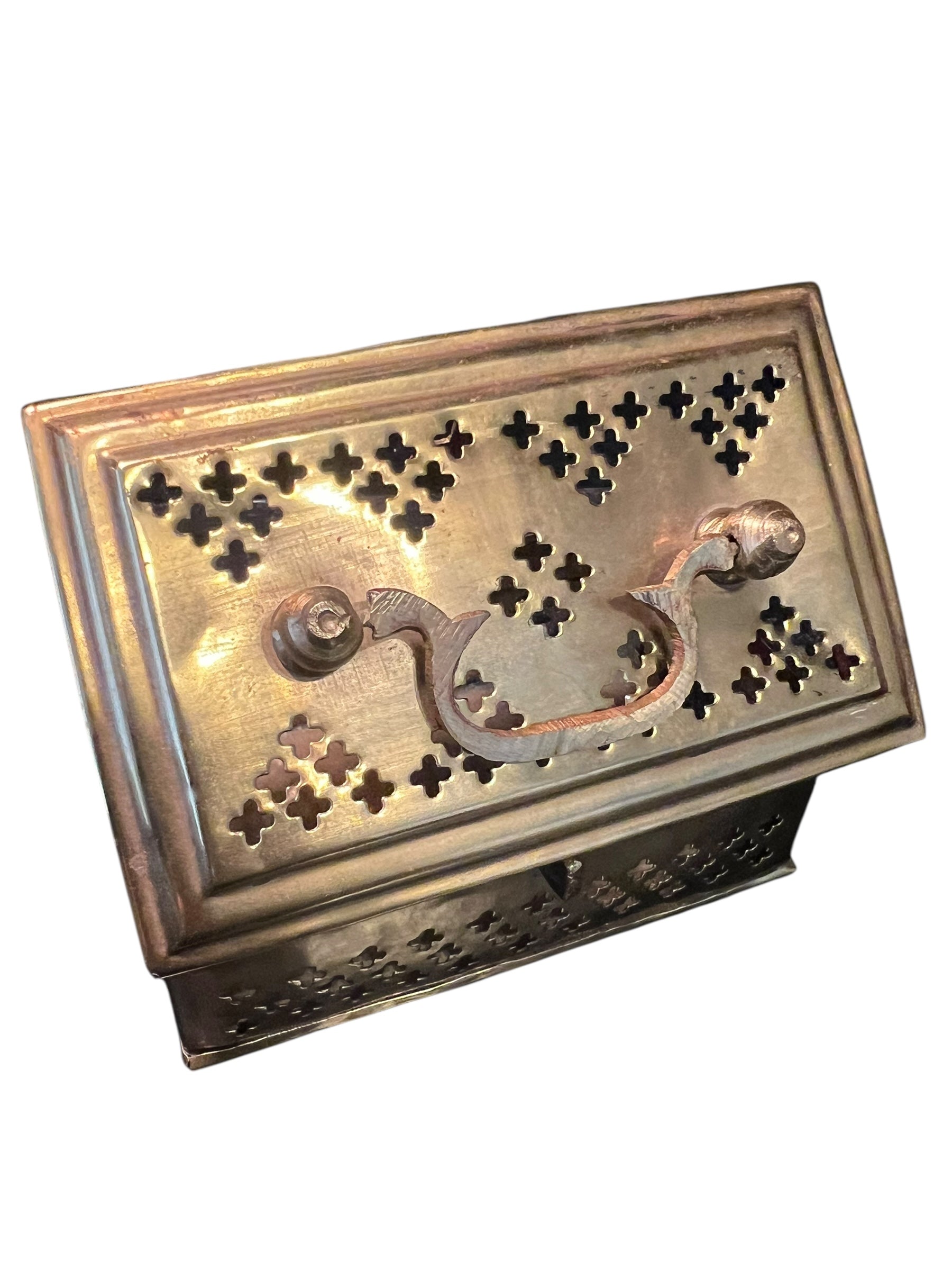 Antique brass cricket box