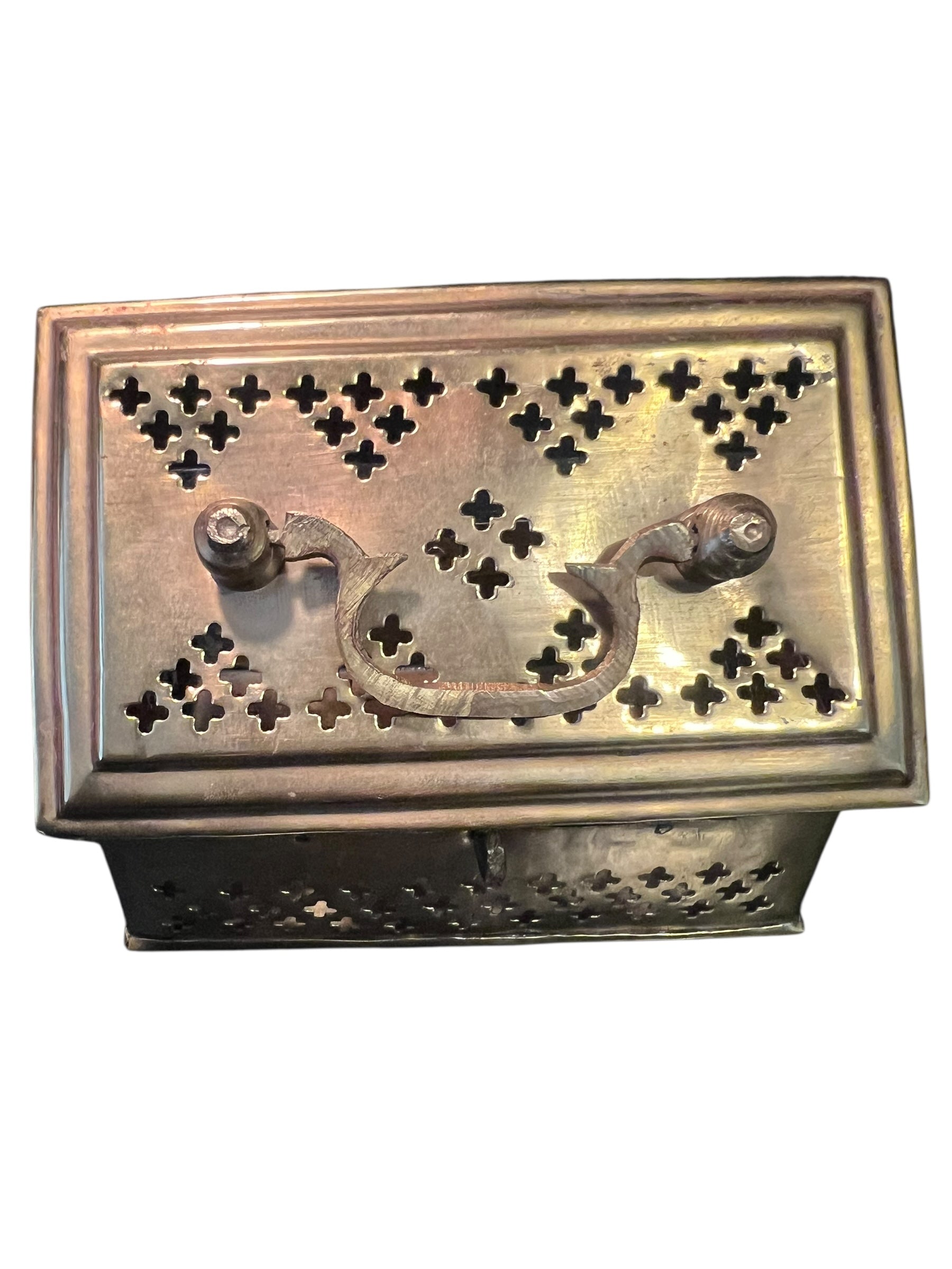 Antique brass cricket box