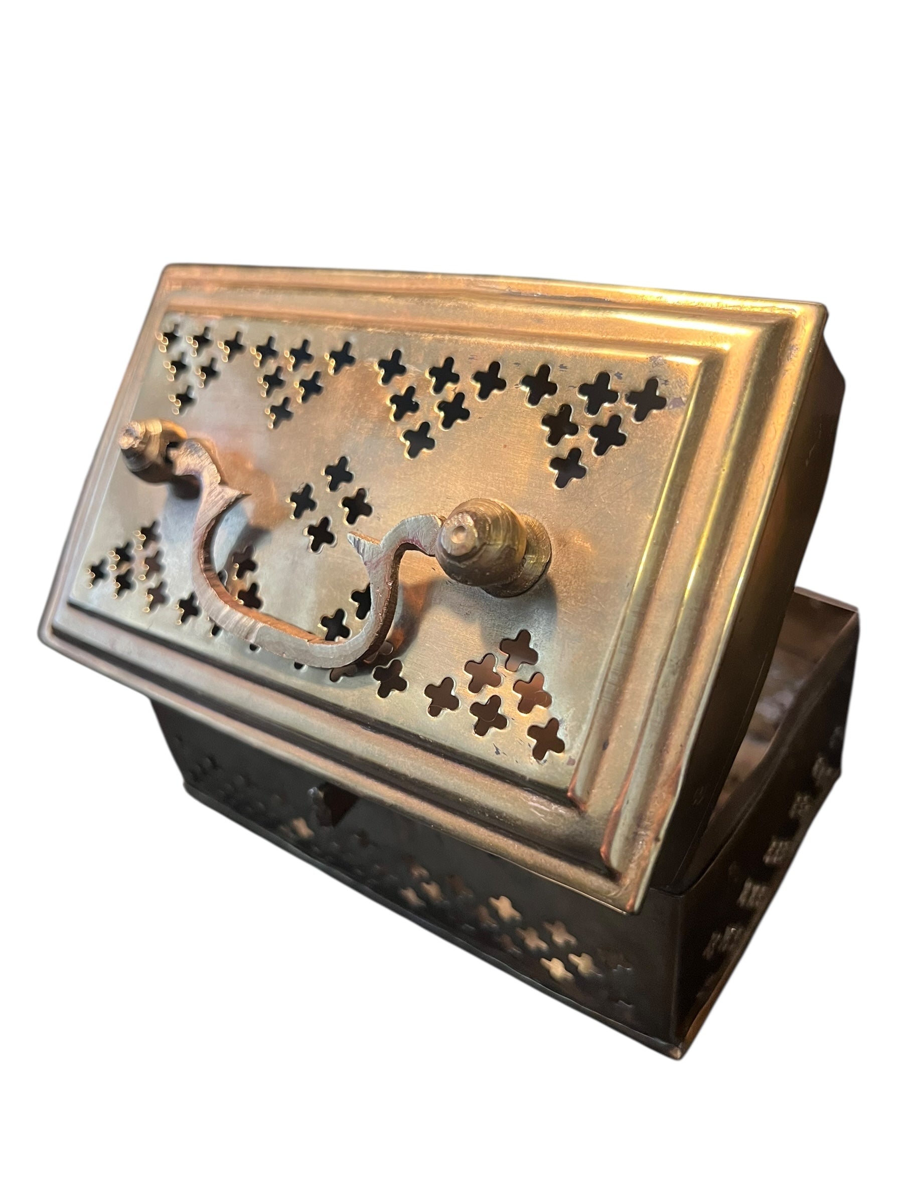 Antique brass cricket box