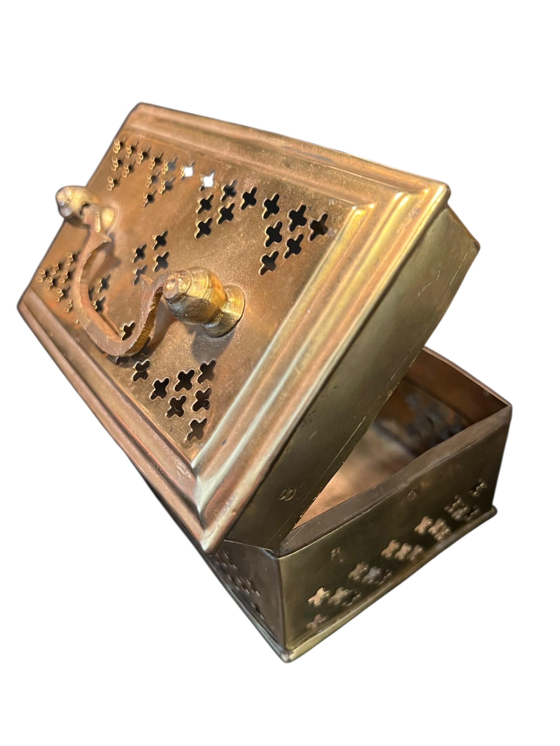 Antique brass cricket box