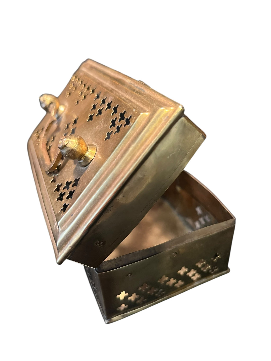 Antique brass cricket box