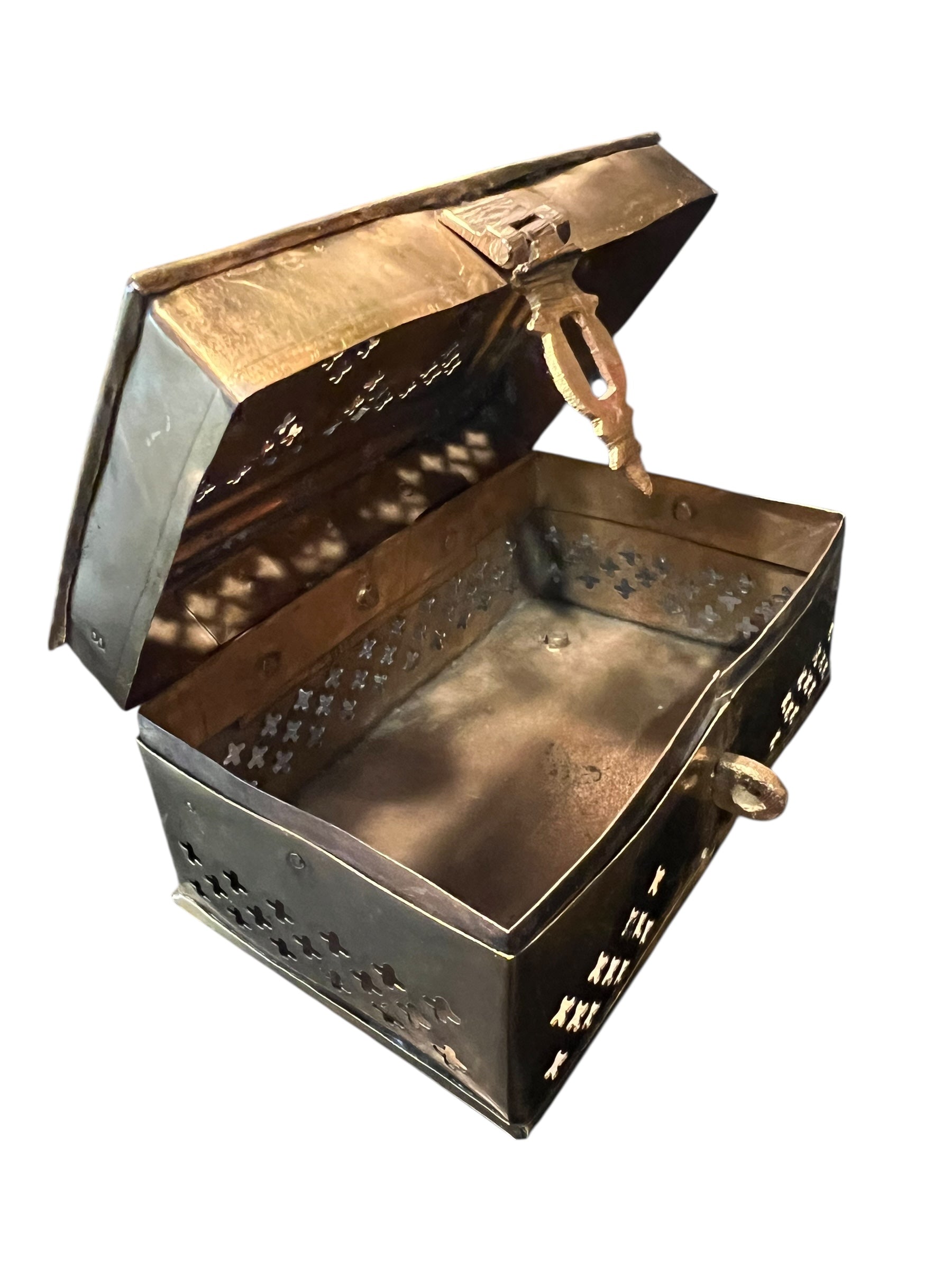 Antique brass cricket box