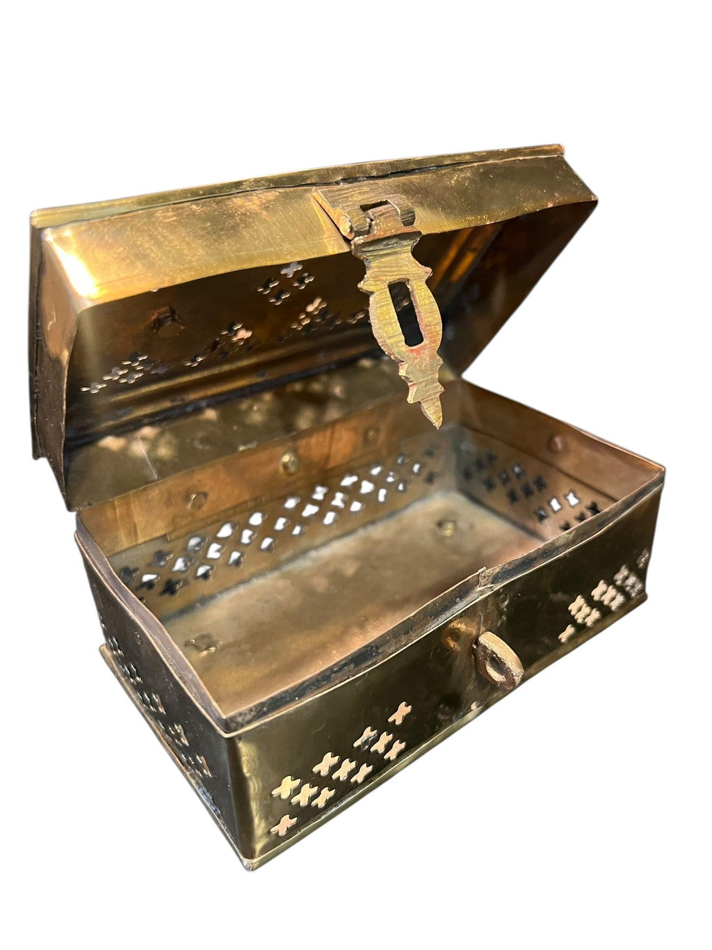 Antique brass cricket box