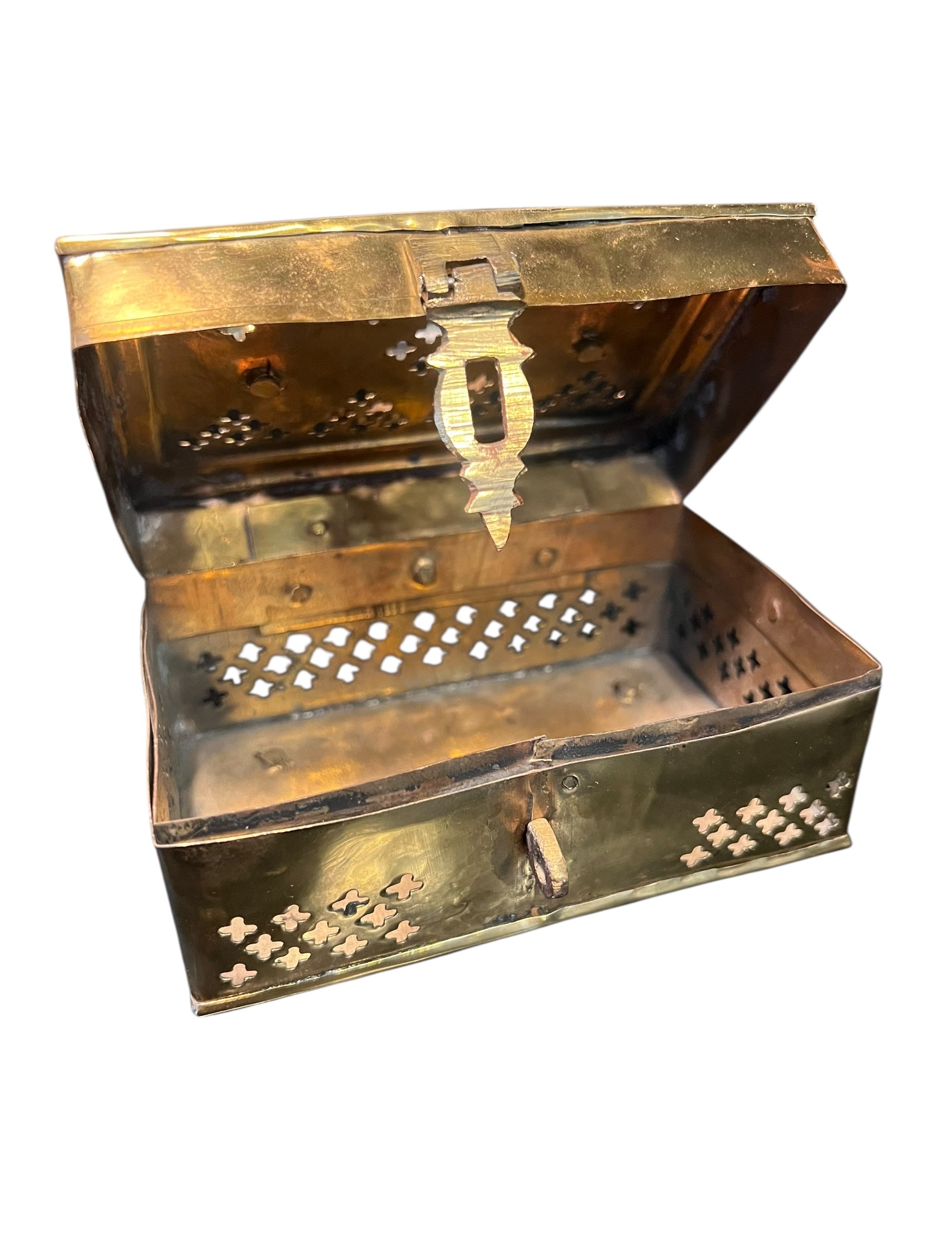 Antique brass cricket box
