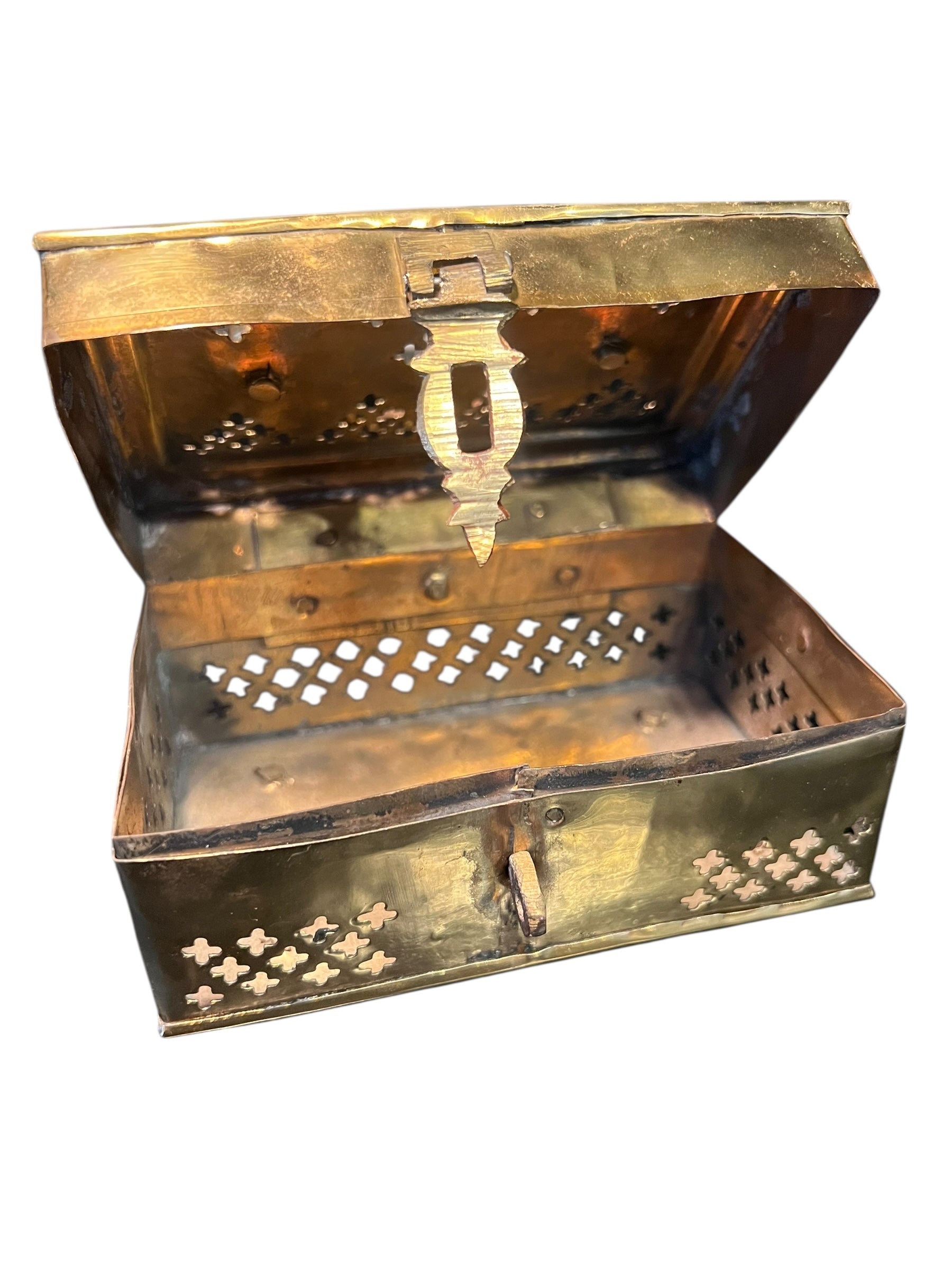 Antique brass cricket box